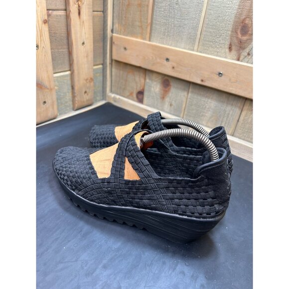 Bernie Mev US 10 Womens Black Woven Elastic Platform Wedge Shoes Size 41 - Picture 6 of 8